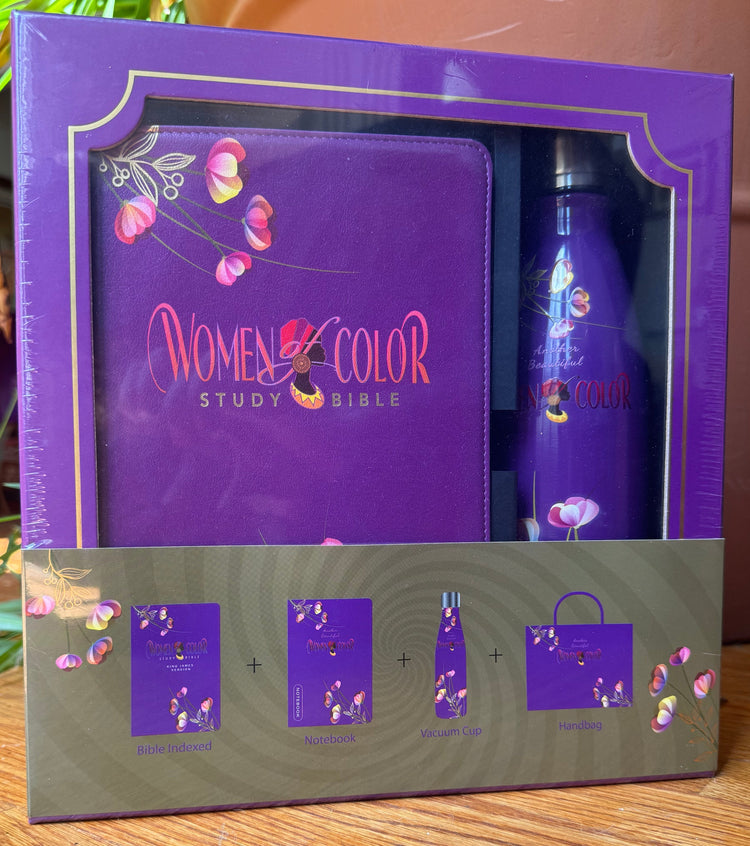 Actual Purple Women of Color Study Bible four-piece premium gift pack