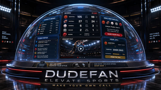 DUDEFAN Elevate Sports futuristic half-sphere sports command hub.