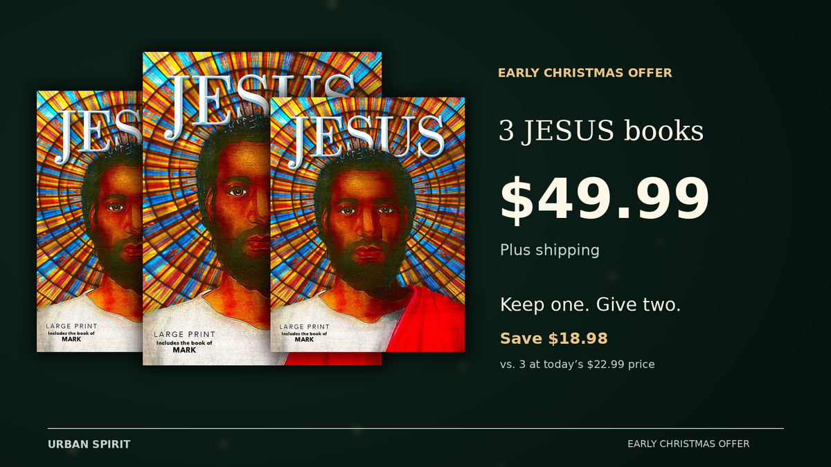 Early Christmas offer: three Jesus hardcover books $49.99 plus shipping; extra books $15.99 each