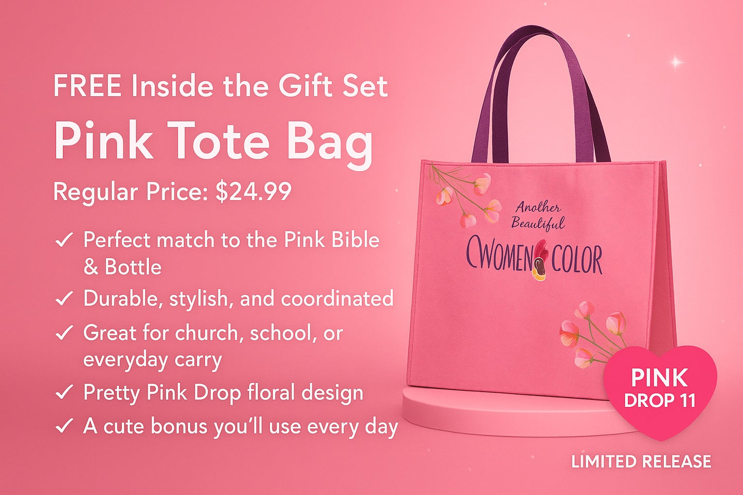 HOLIDAY PINK DROP 1 - PREMIUM Women of Color Study Bible Gift Set  - currently $79.99